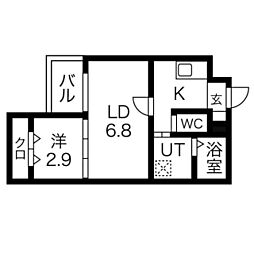 ジーイーシス 3階2Kの間取り