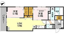 東松山市和泉町アパート 2LDKの間取図画像