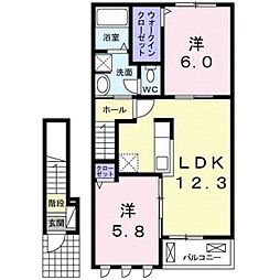 つきの詩II 2階2LDKの間取り