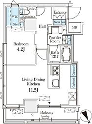 ベルファース八丁堀West 1LDKの間取図画像