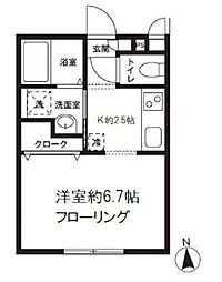 スカイコート 1階1Kの間取り