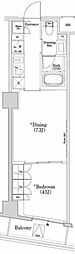 ザ・パークハビオSOHO市谷左内町 1DKの間取図画像