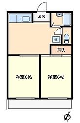 小林マンション 1階2DKの間取り