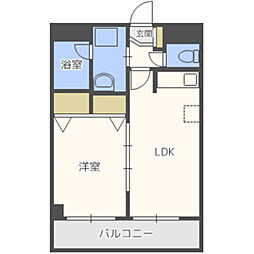 オークス山田ハイム 1LDKの間取図画像
