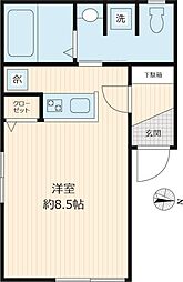 ハピネス戸田公園 ワンルームの間取図画像