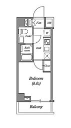 GENOVIA 南行徳 skygarden 3階1Kの間取り