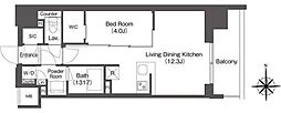 コンフォリア東新宿 1LDKの間取図画像