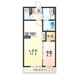 アーブルヴィラージュ 1LDKの間取図画像