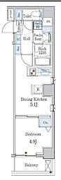 アヴェルーナ月島 1DKの間取図画像