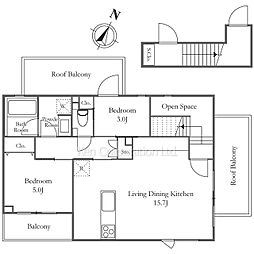 イプセ白金 4階2LDKの間取り