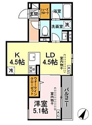 テムズフィオーレ 1LDKの間取図画像