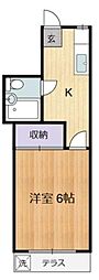 カースル小林 1階1Kの間取り