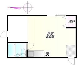 かとれや館 2階ワンルームの間取り