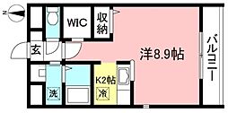 京王線 千歳烏山駅 徒歩18分の賃貸マンション 2階1Kの間取り