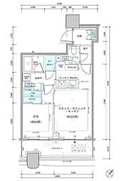 パークタワー勝どきサウス 7階1LDKの間取り