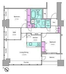 レジディアタワー上池袋 タワー棟 15階2SLDKの間取り
