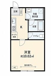 Lucent船橋 1Kの間取図画像