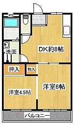 メゾンアメニティー 2DKの間取図画像
