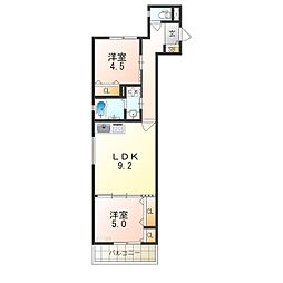 クリエオーレ菱屋東 2LDKの間取図画像