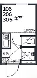 OneCUBE夏目坂 ワンルームの間取図画像