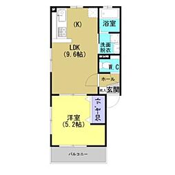 城西ハイム田尻 1LDKの間取図画像