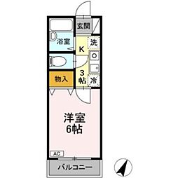JR横浜線 町田駅 徒歩17分の賃貸アパート 2階1Kの間取り