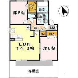 パイン テイル　Ｃ棟 1階2LDKの間取り