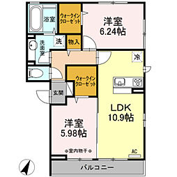 ソレイユ・ジン 2LDKの間取図画像