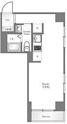 ハイホーム市ヶ谷 5階ワンルームの間取り
