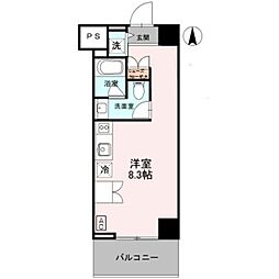 阪神本線 深江駅 徒歩1分の賃貸マンション 6階ワンルームの間取り