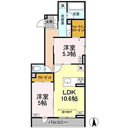 足立区鹿浜2丁目アパート 2LDKの間取図画像