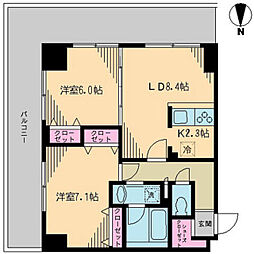 クレドラテース白河 2LDKの間取図画像