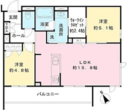 キャステロ蘆花公園 2LDKの間取図画像