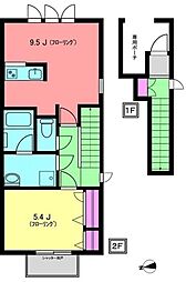 リビエール 2階1LDKの間取り