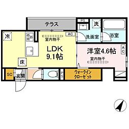 アリアリュクス 1LDKの間取図画像