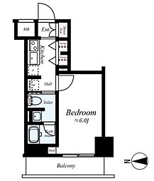 ラフィスタ大師前III 5階1Kの間取り