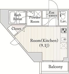 JR常磐線 南千住駅 徒歩8分の賃貸マンション 3階ワンルームの間取り