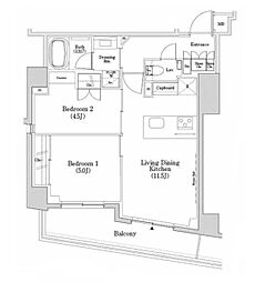 ザ・パークハビオSOHO市谷左内町 2LDKの間取図画像