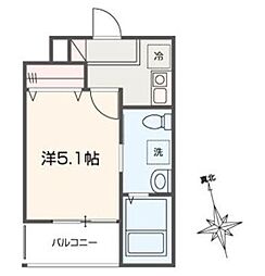 MELLAS川口 1Kの間取図画像