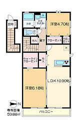 雅 2階2LDKの間取り