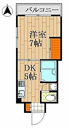 富士見庵ビル 2階1DKの間取り