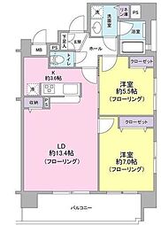 レアシス相模原駅前 2LDKの間取図画像
