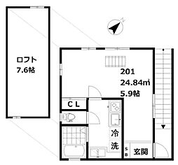 JR山手線 五反田駅 徒歩8分の賃貸アパート 2階1Kの間取り