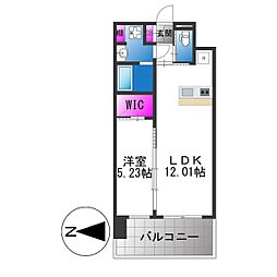 プレジオ玉造 1LDKの間取図画像