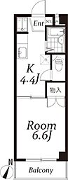 ブランドール池上 1Kの間取図画像