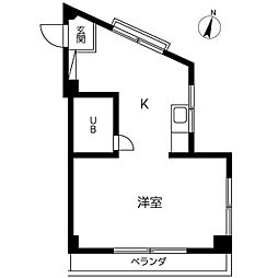 小林ビル 3階1Kの間取り