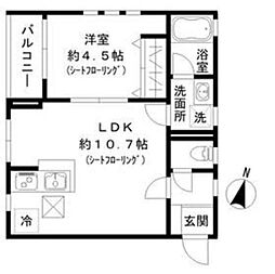 エムズマンション 1LDKの間取図画像