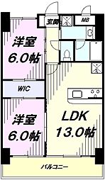 プライムコート立川 2階1SLDKの間取り
