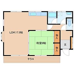 秋川コーポ 1階1LDKの間取り