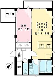 Lacine北新宿 1LDKの間取図画像